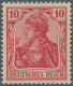 Deutsches Reich - Germania: 1905, Germania-Friedensdruck, 10 Pfg. Orangerot, Pos - Ungebraucht