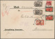 Deutsches Reich - Germania: 1914, Germania Friedensdruck, 5 Mark (2), 3 Mark (2) - Covers & Documents