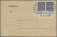 Deutsches Reich - Dienstmarken: 1921, 20 Pfg. Ultramarin Im Unterrandpaar Mit HA - Dienstmarken