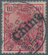 Deutsche Post In China: 1901, 10 Pfg. Germania "REICHSPOST" Dunkelkarminrot Mit - Cina (uffici)