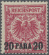 Deutsche Post In Der Türkei: 1889, Adler, 20 P. Auf 10 Pfg. Dunkelrosa(rot), Tad - Deutsche Post In Der Türkei