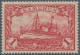 Deutsche Kolonien - Kamerun: 1919 1 M. Dunkelkarminrot (Kriegsdruck), 26:17 Zähn - Camerún