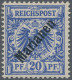 Deutsche Kolonien - Marianen: 1899, 20 Pfg. Mit Diagonalem Aufdruck, Violettultr - Mariana Islands