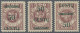 Memel: 1923, 50 C. A. 500 M., Drei Postfrische Exemplare Mit Unterschiedlichen A - Memelgebiet 1923