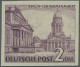 Berlin: 1949, Freimarken Bauten I, 2 DM PROBEABZUG Ungezähnt Auf Grünlichem Papi - Unused Stamps