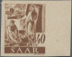 Saarland (1947/56): 1947, Freimarke 40 Pfg. (lebhaft)siena Saar I Ungezähnt, Pos - Unused Stamps