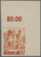 Saarland (1947/56): 1947, Freimarke 80 Pfg. Dunkelrötlichorange Saar I Ungezähnt - Ungebraucht