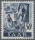 Saarland (1947/56): 1947 Neuauflage Der 50 Pf. Lilaultramarin Ohne Aufdruck, Mit - Neufs