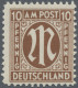 Bizone: 1945, 10 Pf AM Post Deutscher Druck, Orangebraun Auf Alfelder Papier, Ge - Sonstige & Ohne Zuordnung