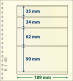 Paquet De 10 Feuilles Neutres Lindner-T 4 Bandes 90 Mm,62 Mm,34 Mm Et 35 Mm - A Nastro