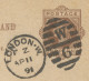 GB 1891, QV 1d Brown Fine Postcard (horizontal Crease)  With Barred Duplex-cancel "LONDON-W. / W / 6" (Western District, - Briefe U. Dokumente