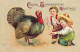 N°24272 - Carte Gaufrée - Clapsaddle - Cordial Thanksgiving Greetings - Garçons Près D'une Dinde - Giorno Del Ringraziamento