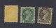 3x Canada Small Queen Mint Stamps #35-1c #36-2c #43-5c Guide Value = $160.00 - Unused Stamps
