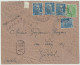 FRANCE 1947 (30 Septembre) LSC Recommandée Affr. 20fr De PONT-SCORFF, Morbihan à GESTEL, Morbihan (Tarif Du 8/7/1947) - Postal Rates