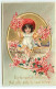N°18795 - Carte Gaufrée - It Is The Morn Of Valentine ... To Thine - Fillette Tenant Un Bouquet Assise Sur Un Mur - Valentine's Day