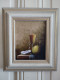 Robert CACHARD (XXème)  "Nature Morte Aux Verres Citron Et Huître" Miniature Huile Sur Carton 1996 - Oelbilder