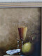 Delcampe - Robert CACHARD (XXème)  "Nature Morte Aux Verres Citron Et Huître" Miniature Huile Sur Carton 1996 - Oelbilder