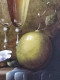 Delcampe - Robert CACHARD (XXème)  "Nature Morte Aux Verres Citron Et Huître" Miniature Huile Sur Carton 1996 - Oelbilder