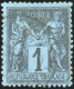 Obl. 84 -- 1c. Noir S/bleu De Prusse. Obl. Excellent Centrage. Pli Habituel Dans Le Papier. TB. - 1876-1878 Sage (Type I)