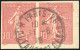 Obl. 129d -- 10c. Semeuse De Roty Rose. Paire ND. Petit Coin De Feuille. Oblitération Centrale PARIS Du 11 Juin 1918. SU - Other & Unclassified