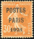 * 29 -- 30c. Orange. "POSTES PARIS 1921". TB. - Andere & Zonder Classificatie