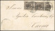 Obl. 4 -- Paire Du 10c. Brun + 1 Demi Obl. S/lettre Manuscrite De LA PAZ Du 16 Février 1868. Trace De Timbres Manquants  - Bolivia