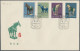 Delcampe - China (PRC): 1961, Tang Dynasty Pottery (S46), Two Complete Sets Of 8 On Four FD - Cartas & Documentos