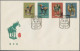 Delcampe - China (PRC): 1961, Tang Dynasty Pottery (S46), Two Complete Sets Of 8 On Four FD - Brieven En Documenten