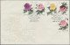 China (PRC): 1964, Peonies Set (S61) On Three Unaddressed Cacheted Official FDC, - Briefe U. Dokumente