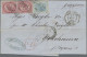 Japan: 1868, Italy: 25 C., 40 C. (2) Tied Dotted Circle "4" To Cover From "Berga - Autres & Non Classés