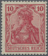 Deutsches Reich - Germania: 1905-13 Drei Postfrische Einzelmarken Germania 10 Pf - Nuevos