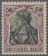 Deutsches Reich - Germania: 1912 50 (Pf.) Friedensdruck In Graulila/schwarz Auf - Unused Stamps