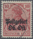 Deutsche Besetzung I. WK: Postgebiet Ober. Ost: 1916 "Postgebiet Ob. Ost" Auf 10 - Besetzungen 1914-18