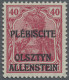 Delcampe - Deutsche Abstimmungsgebiete: Allenstein: 1920 Satz Der Sechs Unverausgabten Mark - Sonstige & Ohne Zuordnung