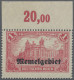 Memel: 1920 FEHLDRUCK 1 M. Rot, Offsetdruck, Urmarke Deutsches Reich MiNr. A113a - Memel (Klaïpeda) 1923