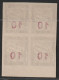 INDOCHINE - Timbres Taxe - N°3aa Nsg (1905) Chiffres Espacés Tenant à Normal (bloc De 4) - Segnatasse