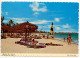 Bahamas 1974 Postcard Holiday Inn Beach - Freeport; 7c. QEII & Hibiscus Flowers Stamps, Pair - Bahamas