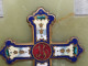 Delcampe - Ancien Crucifix Bénitier Onyx Émail Cloisonné Napoléon III - Arte Religioso