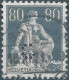 Svizzera-Switzerland-Schweiz-Suisse,HELVETIA,1915 -1918 , Helvetia With The Sword 80(C)grey (PERFIN) - Perforés