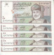 OMAN 1/2 RIAL 1995 P-33 LOT X5 UNC NOTES - Oman