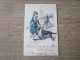 ILLUSTRATEUR W.BRAUN CHASSE FEMME FUSIL CHIEN LAPIN HOMME - Braun, W.