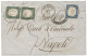 Antichi Stati Italiani - Sardegna - Lettera Da Genova 9.4.57 Per Napoli Affrancata Con Coppia Verticale Del 5 Cent Verde - Otros & Sin Clasificación