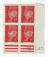 Timbre Lot De 4 Unités-  Pétain , Type Hourriez 14 X 13 1/2 ,1 Francs Rouge 28,10,1941. - 1939-44 Iris