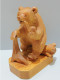 -SUJET STATUETTE AMUSANT OURS FUMANT LA PIPE BOIS Sculpté Objet VITRINE   E - Holz