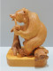 -SUJET STATUETTE AMUSANT OURS FUMANT LA PIPE BOIS Sculpté Objet VITRINE   E - Holz