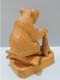 Delcampe - -SUJET STATUETTE AMUSANT OURS FUMANT LA PIPE BOIS Sculpté Objet VITRINE   E - Bois