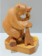 Delcampe - -SUJET STATUETTE AMUSANT OURS FUMANT LA PIPE BOIS Sculpté Objet VITRINE   E - Madera