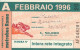 ABBONAMENTO AUTOBUS METRO ROMA ATAC FEBBRAIO 1996 (MK96 - Europe