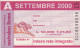 ABBONAMENTO AUTOBUS METRO ROMA ATAC SETTEMBRE 2000 (MK63 - Europe