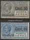 ITPA8-9N1 "1927 Regno D'Italia, Sassone Nr. 8/9, Serie Cpl Di 2 Francobolli Nuovi Senza Linguella **/ P.A. - Airmail